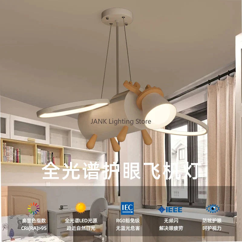 DecorBites™ Little Deer LED Chandelier for Kids' Room - Modern Cartoon Wooden Pendant Light