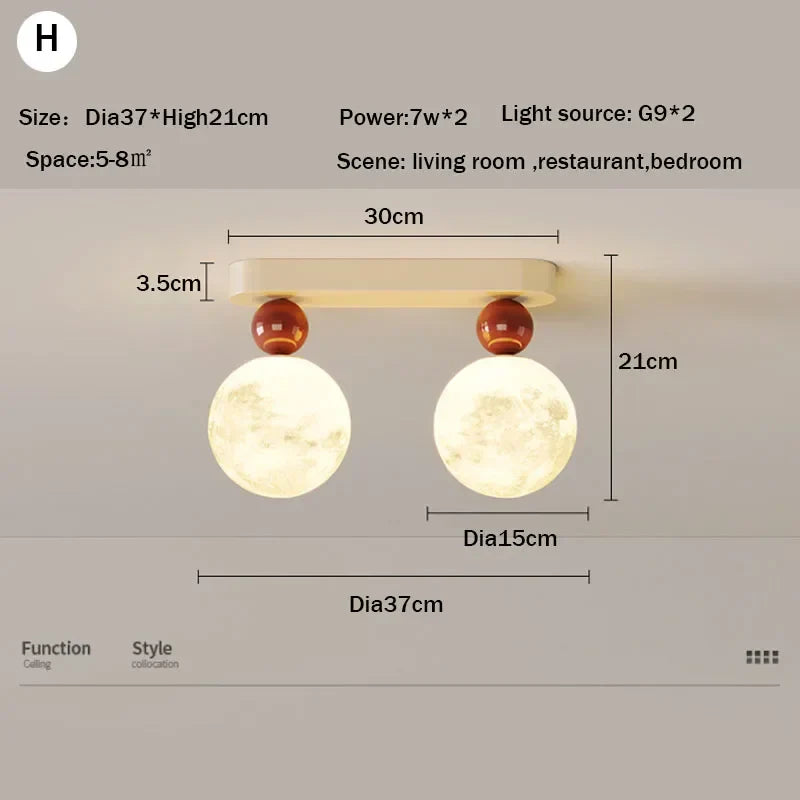 DecorBites™ LED Ceiling Moon Wall Lamp Minimalist Bedroom Lighting Fixture