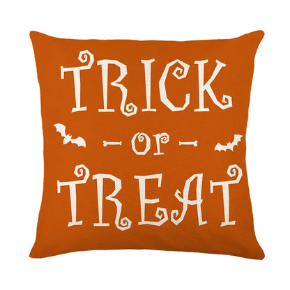DecorBites™ Halloween Pumpkin Linen Cushion Cover Set for Home Sofa Bedroom Decor