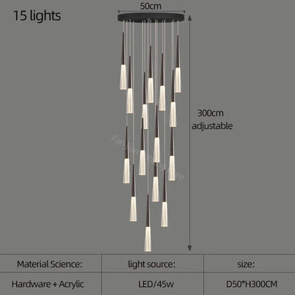DecorBites™ مصباح مخروطي أكريليك معلق لسلالم الفيلا والمطبخ والمطعم.
