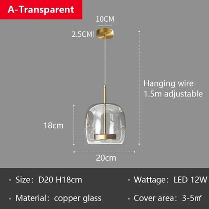 DecorBites™ Glass LED Pendant Chandelier for Dining Room Bar Bedroom Decor