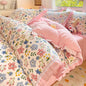 Decobites Floral Ruffles Bedding Set with Duvet Cover, Sheets, and Pillowcases