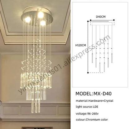 DecorBites™ Crystal Chandelier: Modern Nordic LED Pendant Light for Kitchen Living Room Staircase