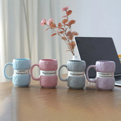 1pc 425ml Unique Knit Style Ceramic Coffee Mug Insulated Funny Gift for Family Holiday Tea Cup Gift Summer and Winter Drinkware