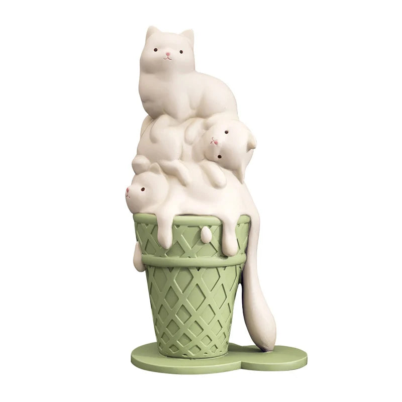 DecorBites™ Ice Cream Cat Sculpture Resin Figurine Modern Home Decor Creative Animal Figure