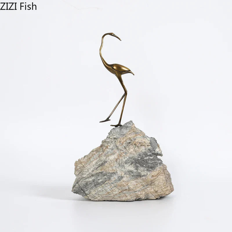 DecorBites™ Golden Crane Sculpture: Modern Desk Decoration and Crafts for Room Aesthetics