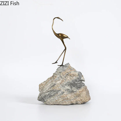 DecorBites™ Golden Crane Sculpture: Modern Desk Decoration and Crafts for Room Aesthetics