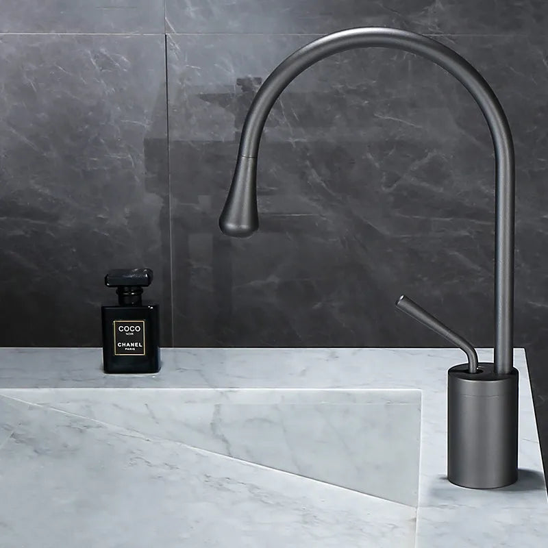 DecorBites™ Brushed Gold Basin Faucet Hot Cold Swivel Sink Water Crane