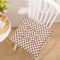 Decobites Checkered Corduroy Seat Cushion, Winter Thick Dining Chair with Strap