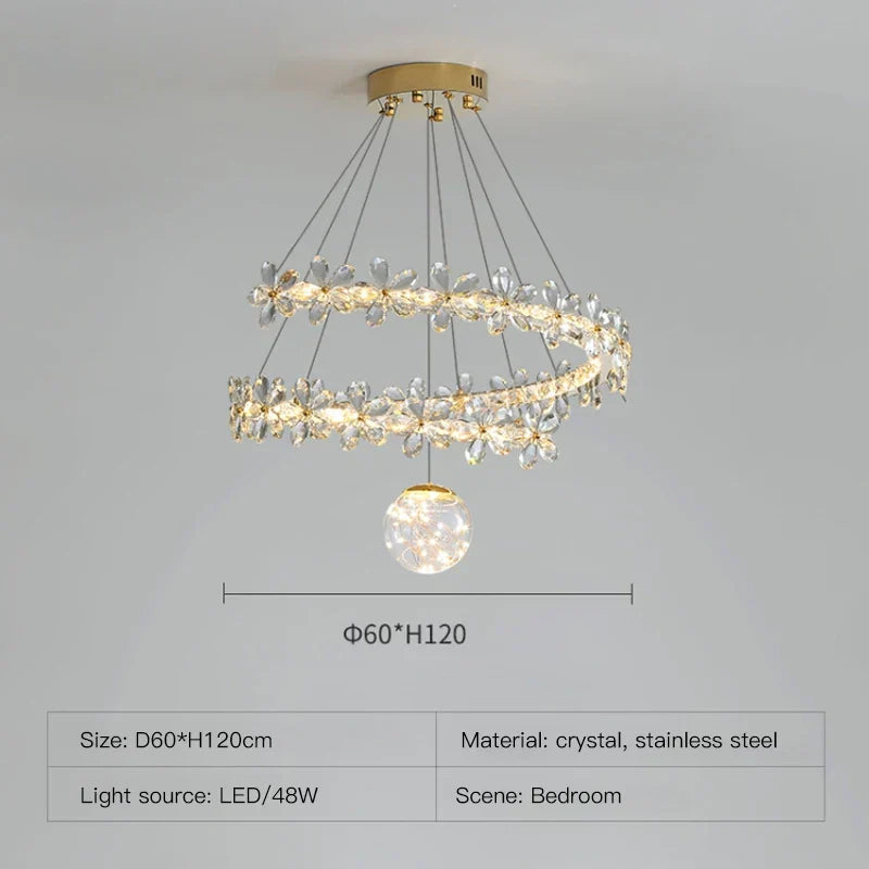 Gold Crystal Spiral Chandelier Type-A D80cm