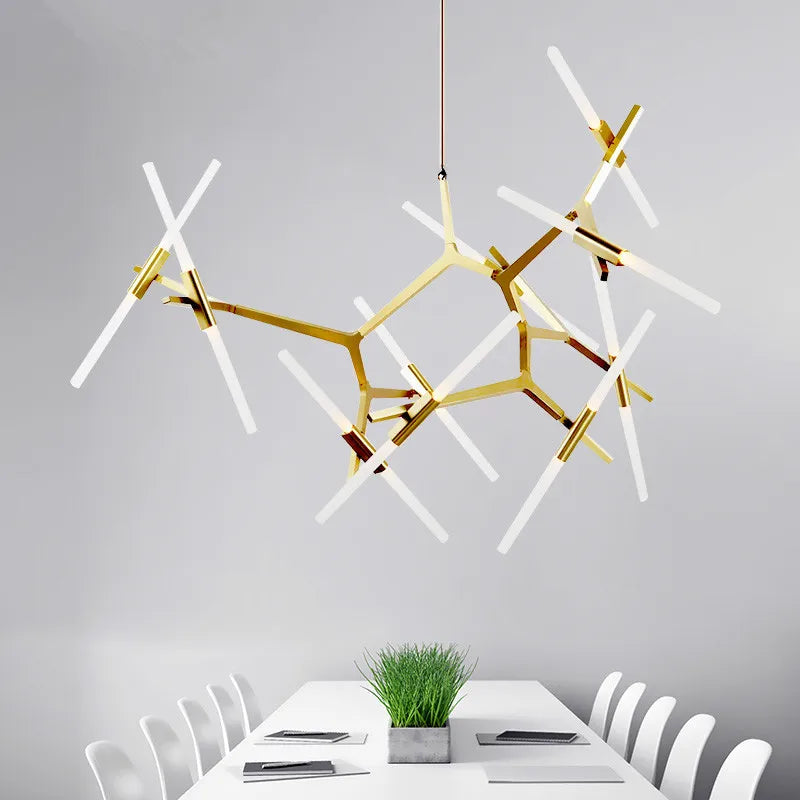 DecorBites™ LED Chandelier: Modern Gold Black Ceiling Pendant for Kitchen Dining Living Bedroom