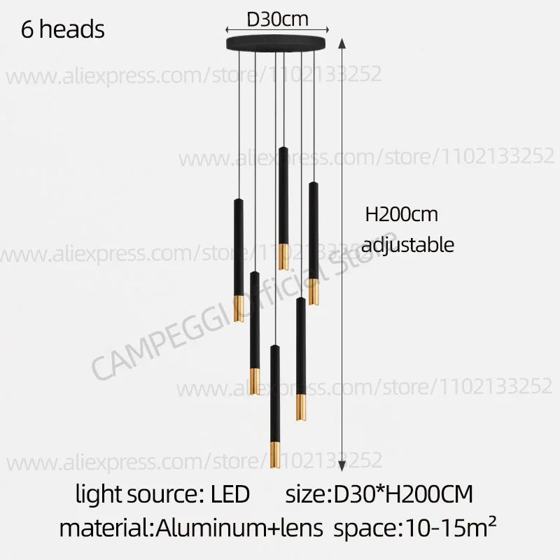 DecorBites™ Black Gold Pendant Lamp: Modern Nordic Designer LED Indoor Lighting