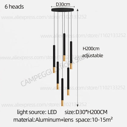 DecorBites™ Black Gold Pendant Lamp: Modern Nordic Designer LED Indoor Lighting