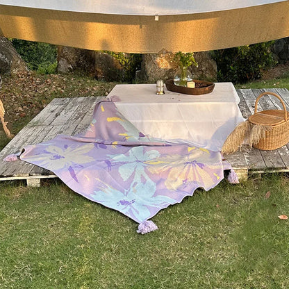 Manta de punto acogedora DecorBites™: Funda de sofá multifuncional morada para la sala de estar, la oficina y la hora de la siesta.