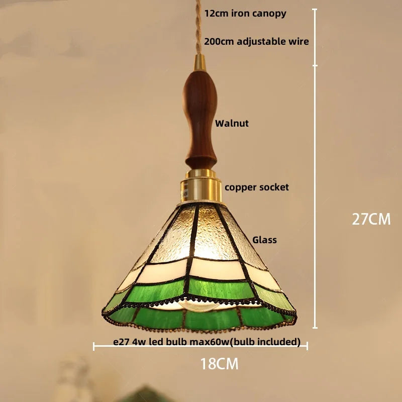 DecorBites™ Glass LED Pendant Lamp Tiffany Style Hand Stitch Dining Room Lights