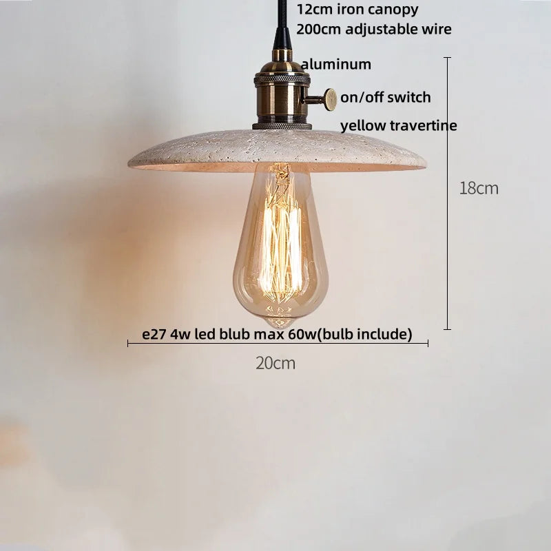 Aluminum LED Pendant Light Travertine E27 Base