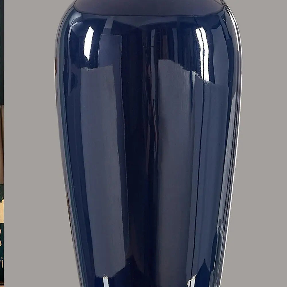 DecorBites™ Dark Blue Ceramic Table Lamp with Remote Control for Bedroom and Living Room