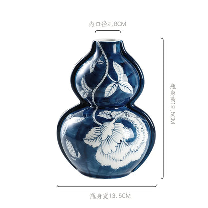 DecorBites™ Blue White Porcelain Vase Chinese Retro Flower Arrangement Pot