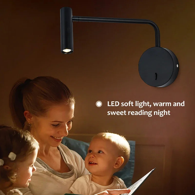 Aplique de pared LED dorado DecorBites™ de 9 W con interruptor para interiores, dormitorio o sala de estar.