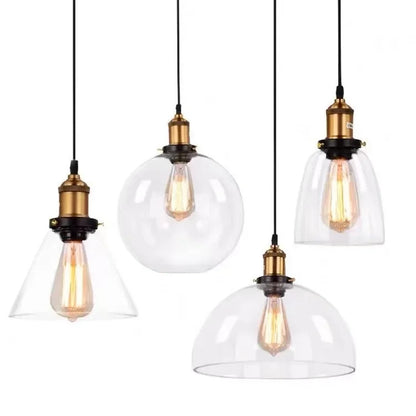 Retro Industrial Gray Glass Pendant Light
