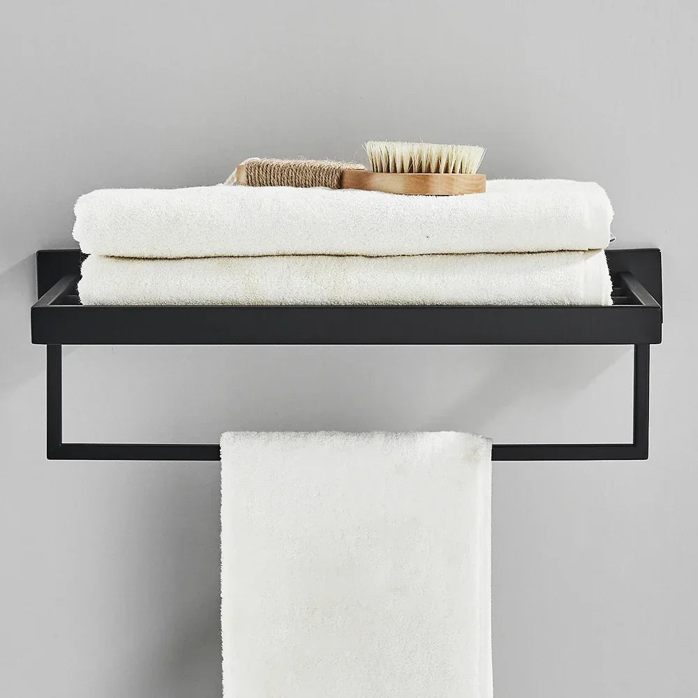 Toallero DecorBites™ negro de 40 cm, acero inoxidable SUS304, moderno, dorado, para montaje en pared