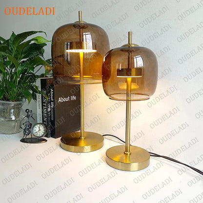 DecorBites™ Gold Glass LED Desk Lamp for Modern Luxury Home Decor