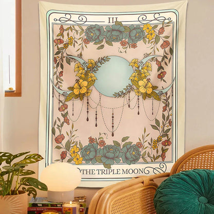 Decobites Triple Moon Tarot Tapestry Wall Hanging for Celestial Home Decor & Witchy Clothing