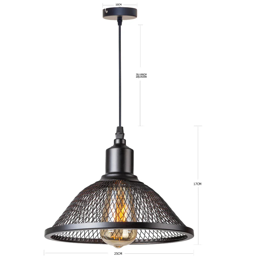 مصباح معلق صناعي أسود على شكل قفص من DecorBites™ لغرفة الطعام في جزيرة المطبخ