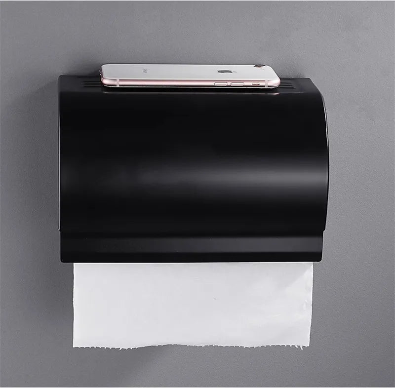 DecorBites™ Black Aluminum Bathroom Paper Holder: Elegant Tissue Box Rack & Toilet Paper Holder