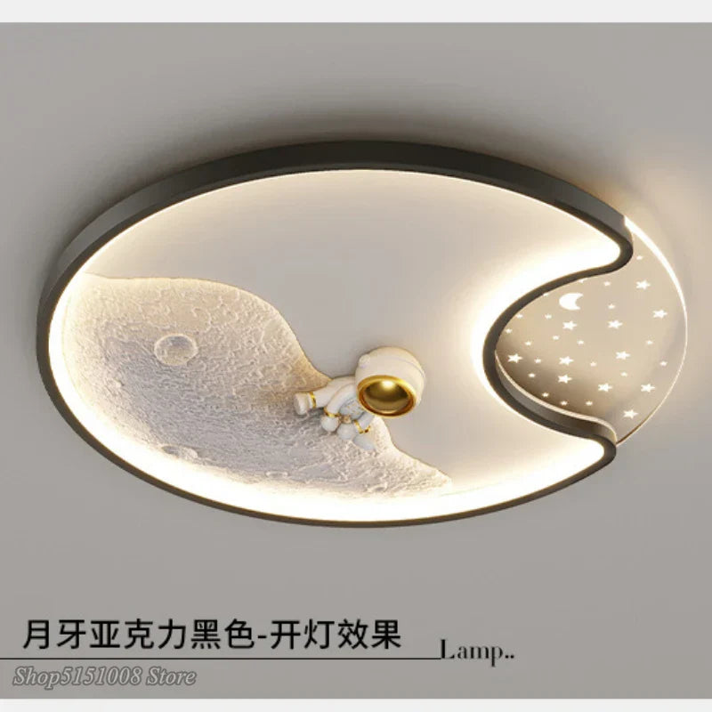 Lámpara de techo acrílica DecorBites™ Astronauta Luna: Iluminación moderna para el hogar, la oficina y la cafetería