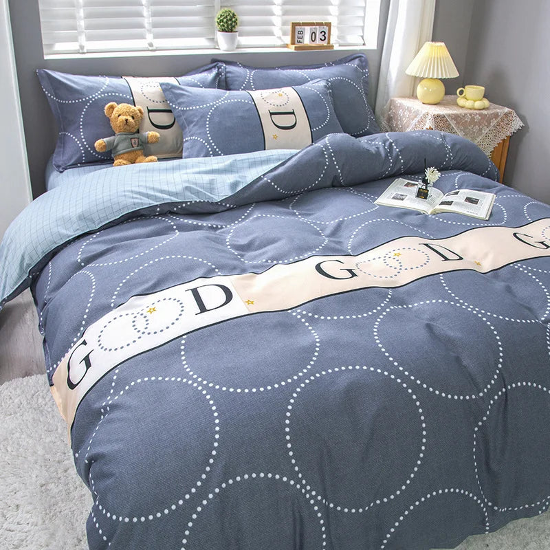 طقم مفروشات DecorBites™ بنقشة زهور هندسية مع غطاء لحاف، وغطاء لحاف، وملاءة، ووسائد