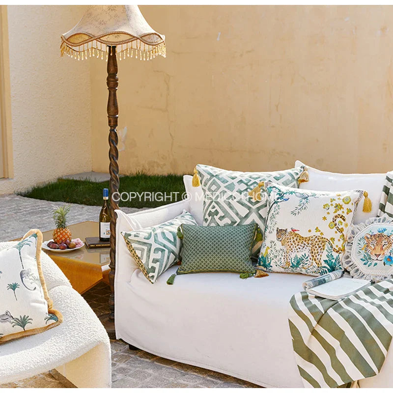 Decorbites™ Leopardmuster & Vintage-Geometrie Bolster-Kissenbezug 30x65 cm