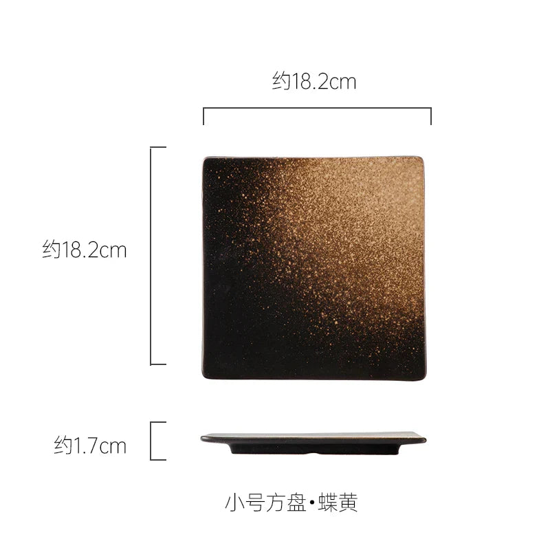 DecorBites™ Glazed Barbecue Wing Plate with Knife - Japanese Style Tray for Roast Wings and Fish