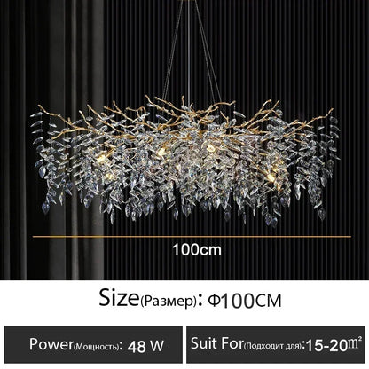 DecorBites™ Branch Crystal Chandelier: Luxury LED Ceiling Light for Living Room & Dining Room