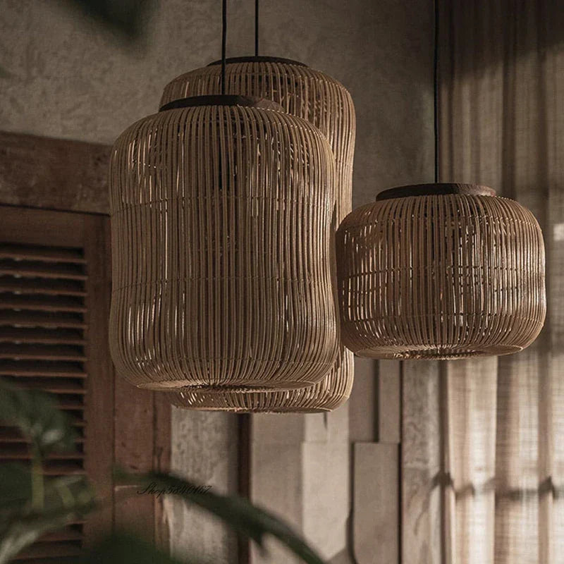 Decorbites™ Japanische Rattan-Hängeleuchte: Vintage Wabi-sabi-Beleuchtung für Wohn- und Esszimmer