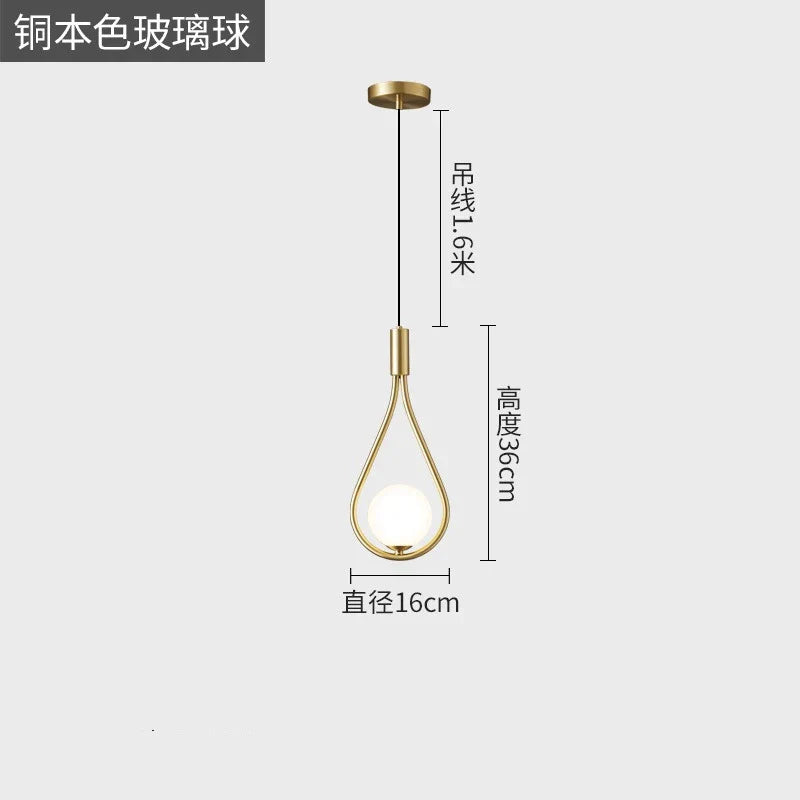 DecorBites™ Gold Iron Pendant Lamp with Glass Ball Drops for Bedroom Lighting