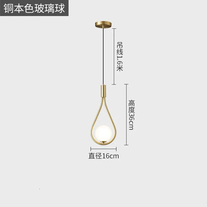 DecorBites™ Gold Iron Pendant Lamp with Glass Ball Drops for Bedroom Lighting