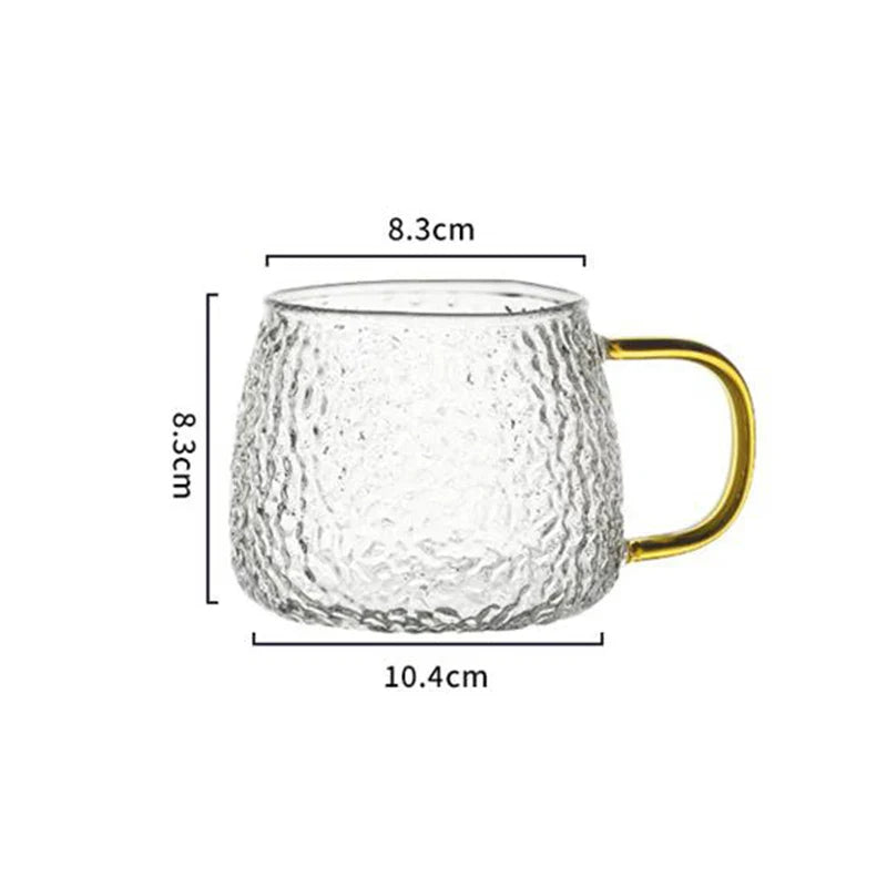 DecorBites™ 400ml Hammer Pattern Glass Mug - Heat Resistant with Hand Handle