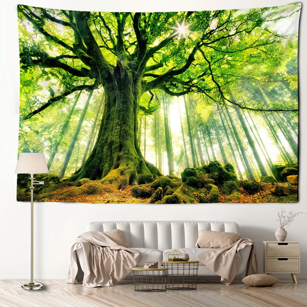 Decobites Forest Landscape Tapestry Wall Hanging for Boho Home Decor