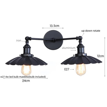 DecorBites™ Industrial Retro LED Wall Lamp with Two Heads and Pull Chain Switch