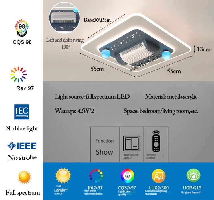 Ventilador de techo LED sin aspas Decorbites™ con control remoto para sala de estar moderna