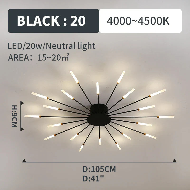 Lámparas Colgantes de Luces LED de Fuegos Artificiales™ Decorbites - Iluminación de Lámpara de Araña Moderna para Sala de Estar y Dormitorio