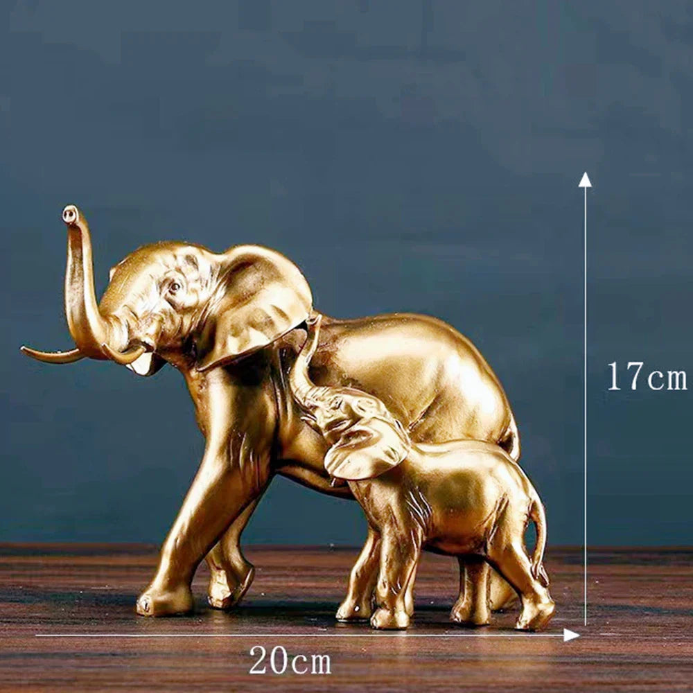 DecorBites™ Elephant Art Decor 2pcs Lucky Elephant Sculpture for Home Living Room Decor