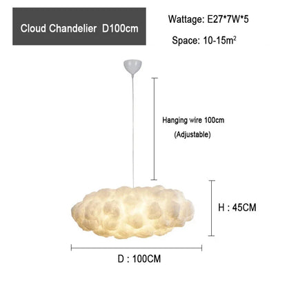 DecorBites™ Cloud Chandelier: Modern White Pendant Lamp for Commercial and Home Spaces