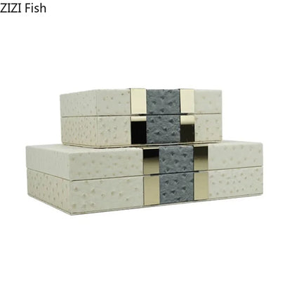 DecorBites™ Leather Jewelry Boxes Wood Cosmetic Jars Jewelry Storage Jar