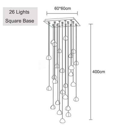 Lámpara de araña DecorBites™ con forma de bola de cristal: Lámpara colgante larga y ajustable para escaleras, ideal para el hogar y restaurantes.