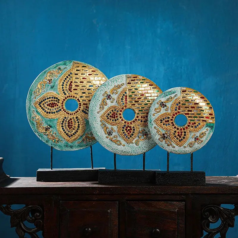 DecorBites™ Handmade Thai Solid Wood Tabletop Decoration for Living Room and TV Cabinet