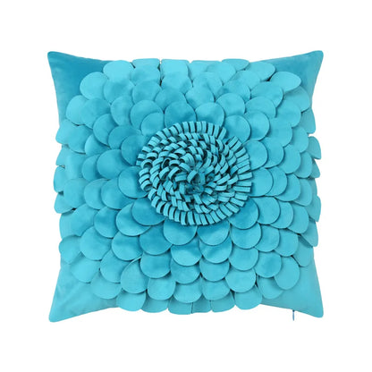 Funda de cojín DecorBites™ 3D azul floral de terciopelo 30x50/45x45 cm - Funda de almohada pequeña con margarita y girasol