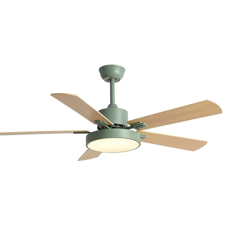 مروحة سقف خشبية LED من DecorBites™ مقاس 56 بوصة بمحرك نحاسي نقي وإضاءة بخمس شفرات