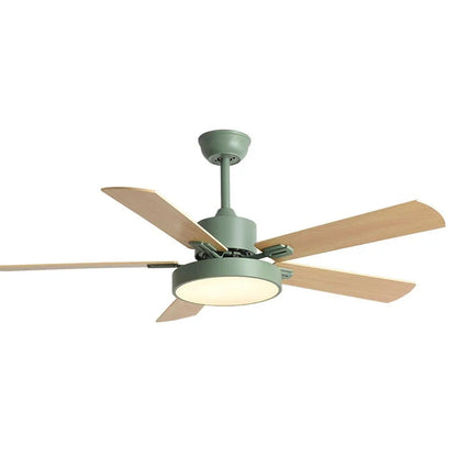 مروحة سقف خشبية LED من DecorBites™ مقاس 56 بوصة بمحرك نحاسي نقي وإضاءة بخمس شفرات